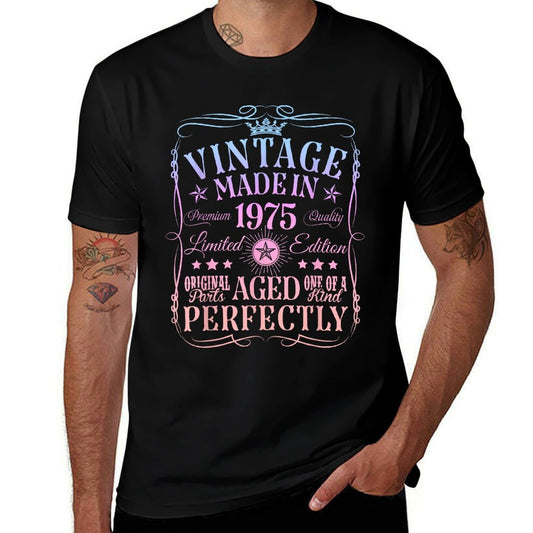Vintage 50th Birthday Decorations Vintage 1975 50 Years Old  Polyester Blend T-Shirt
