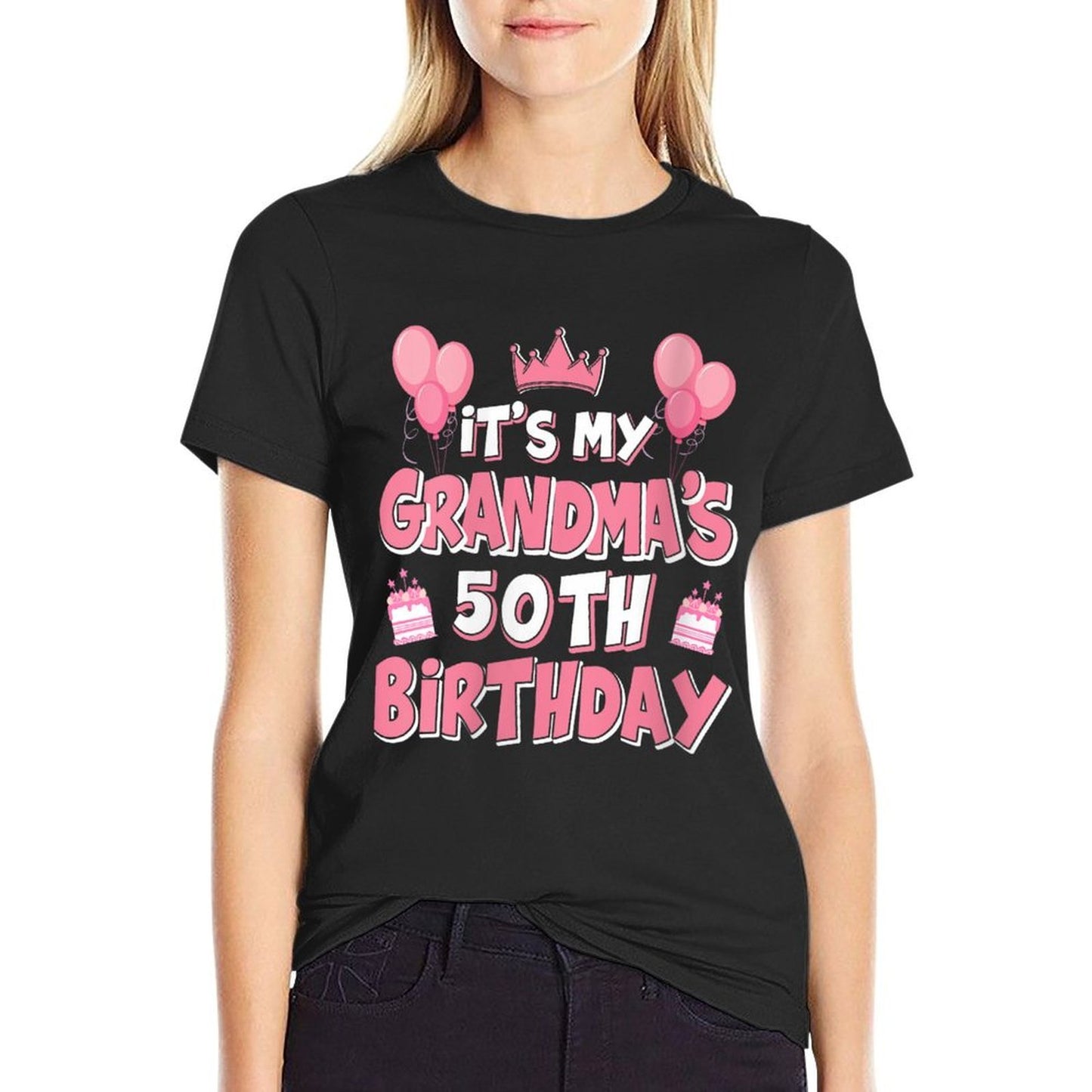 Womens Balloons It's My Grandma's 50th Birthday 1975 50 Years Old Comfortable T-Shirt