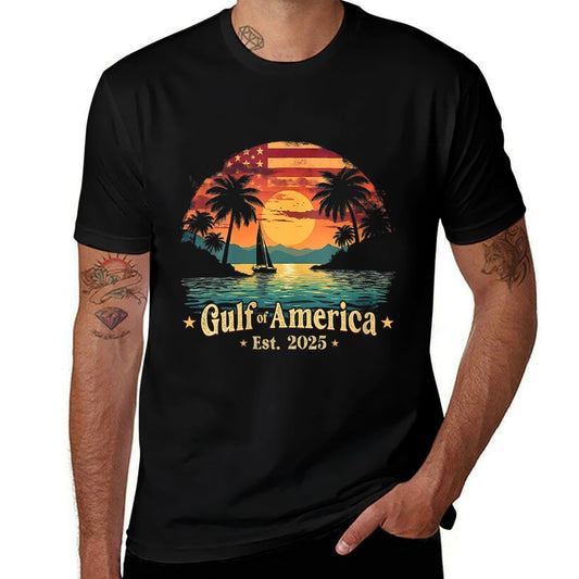Womens Vintage Gulf Of USA America Funny USA Flag V-Neck Slim-fit Cut T-Shirt