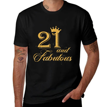 21 And Fabulous Shirt 21st Birthday  Ribbed Collar T-Shirt