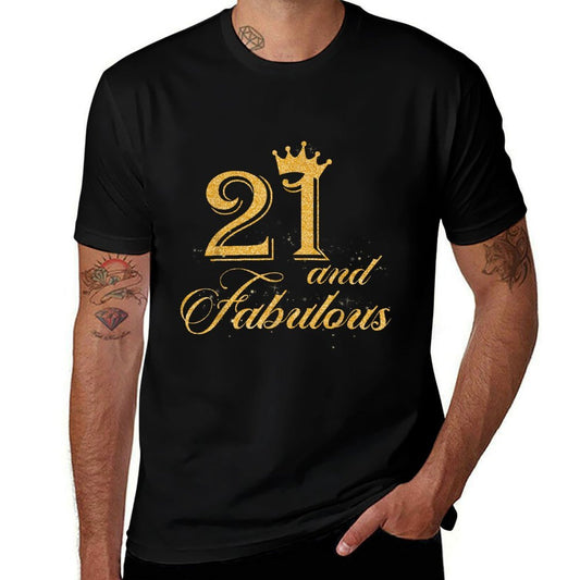21 And Fabulous Shirt 21st Birthday  Ribbed Collar T-Shirt