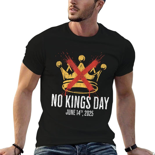 No Kings Day  Ribbed Collar T-Shirt