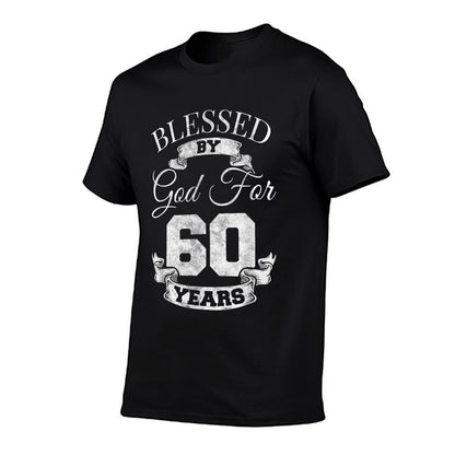 Blessed by God 60th Birthday Gift Sixty Years Old Religious  Rolled Sleeves T-Shirt