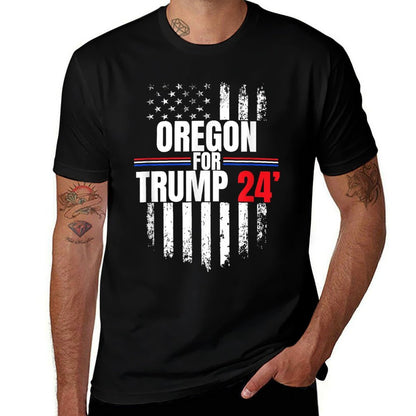 Oregon For Trump 2024 American Flag  Versatile T-Shirt