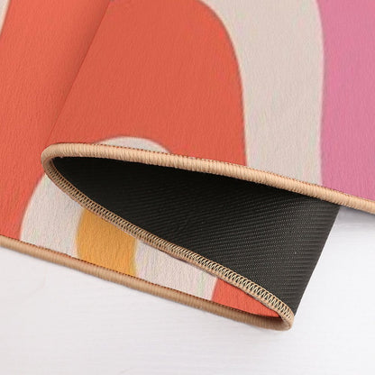 Retro Liquid Swirl Abstract Pattern in Retro Pink And Orange Durable Bath Mat