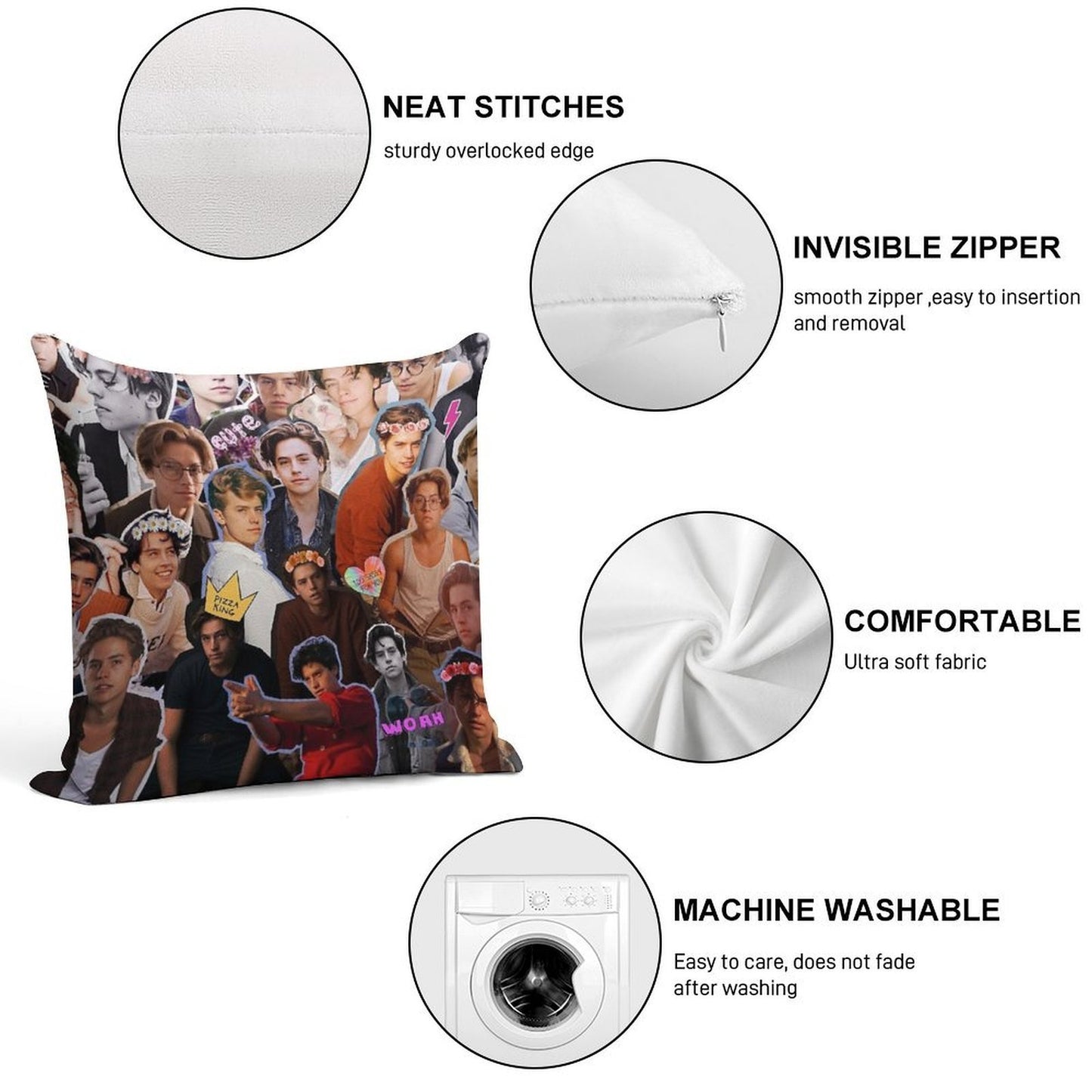 Cole Sprouse Collage Soft Multiple Sizes Throw Pillow