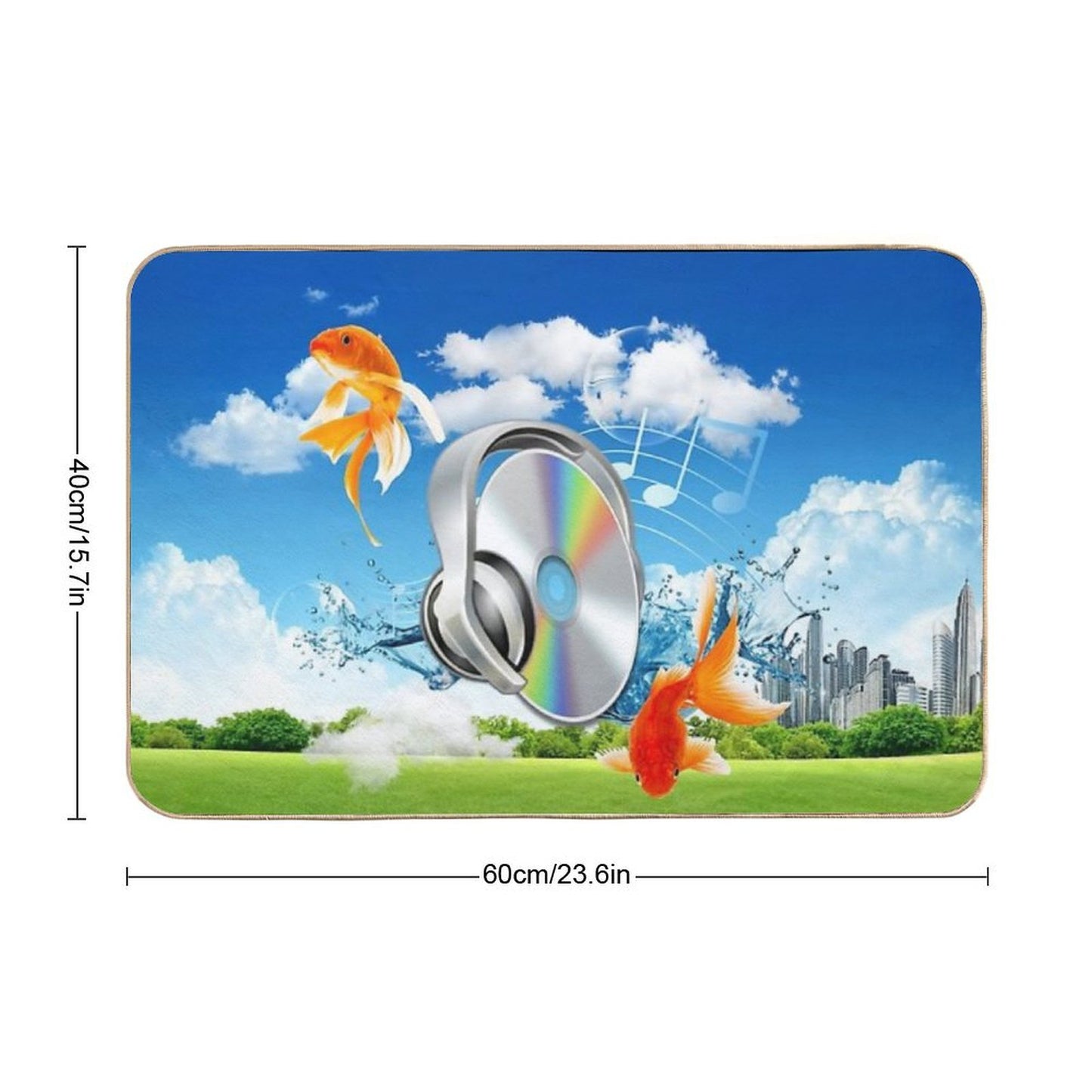 CD Listening to Music with Fish  Rapid-Drying Bath Mat