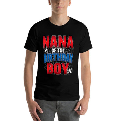 Nana Of The Birthday Boy Costume Spider Web Birthday Party  Rolled Sleeves T-Shirt