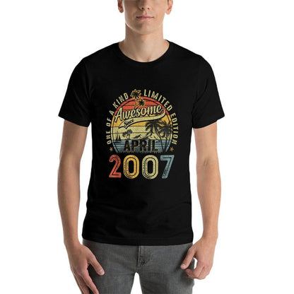 Awesome Since April 2007 Vintage Boys Girls 18th Birthday  Breathable T-Shirt