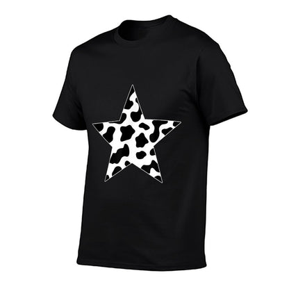 Star Cow Pattern Black And White Western Aesthetic  Stretchy T-Shirt