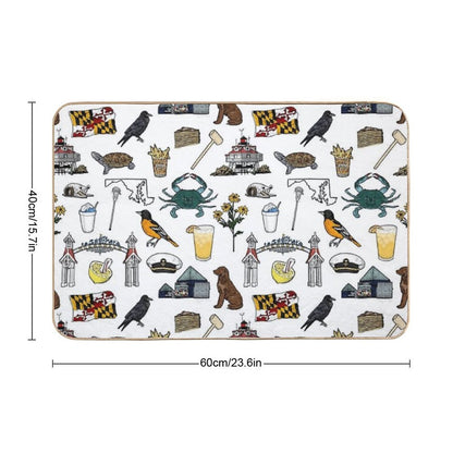 Maryland Pattern - White  Rapid-Drying Bath Mat