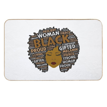 Black Girl  Woman Words in Afro Art  Eco-Friendly Bath Mat