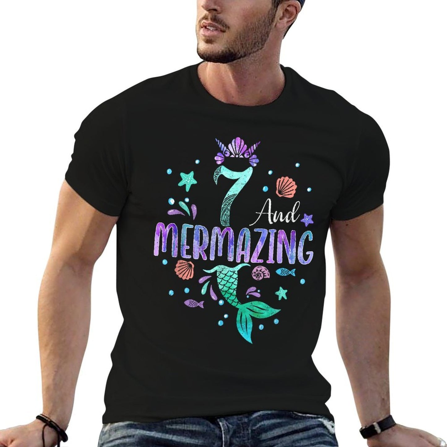 Its My Mermazing 7th Birthday Mermaid Girl Theme 7 Yrs Old  Lightweight T-Shirt