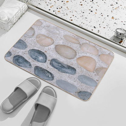 Pastel Pink And Blue Pebbles on The Sand - Colorful Stones Collection - Cool for The Summer SPA  Non-Slip Bath Mat