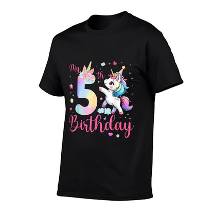 Cute Unicorn 5 Years Old My 5th Birthday Unicorn Girl Kids  Trendy Pattern T-Shirt