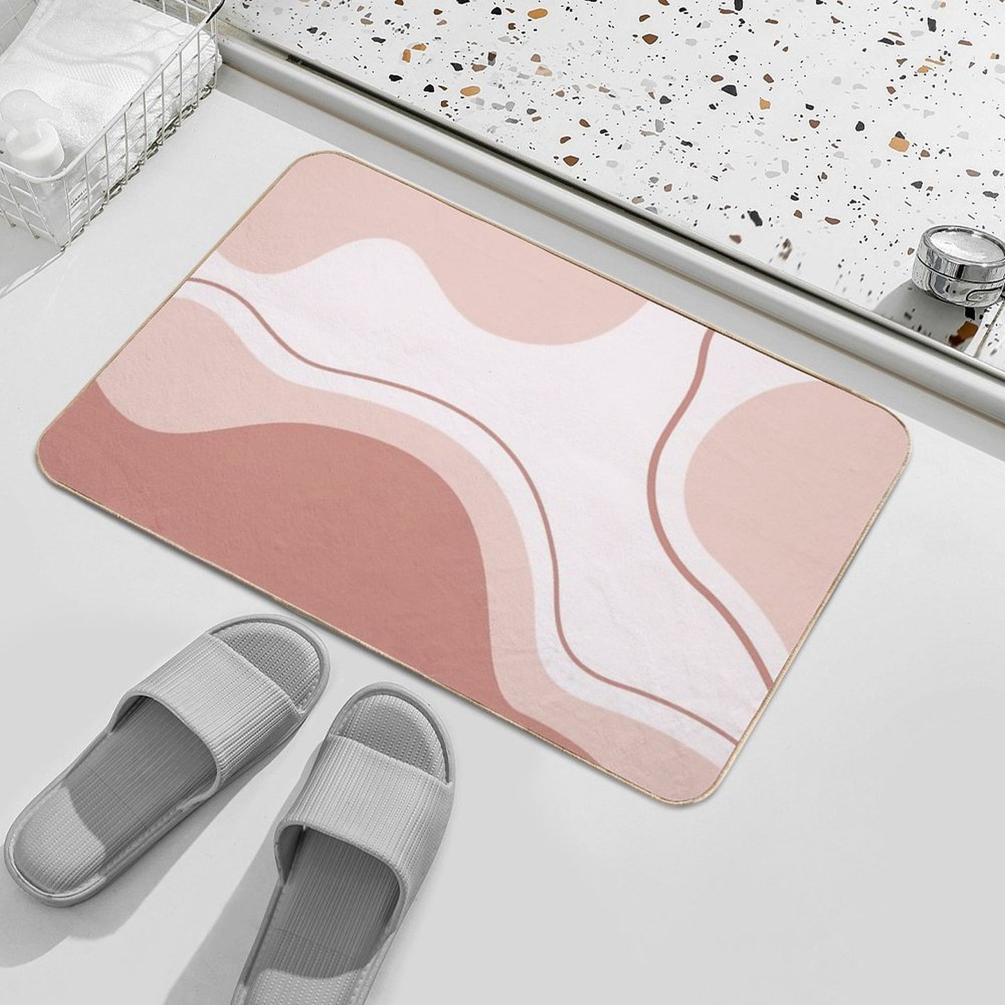 Aesthetic Pink, Minimalist Art, Simple Pattern, Wave Abstract  Multi-Purpose Bath Mat