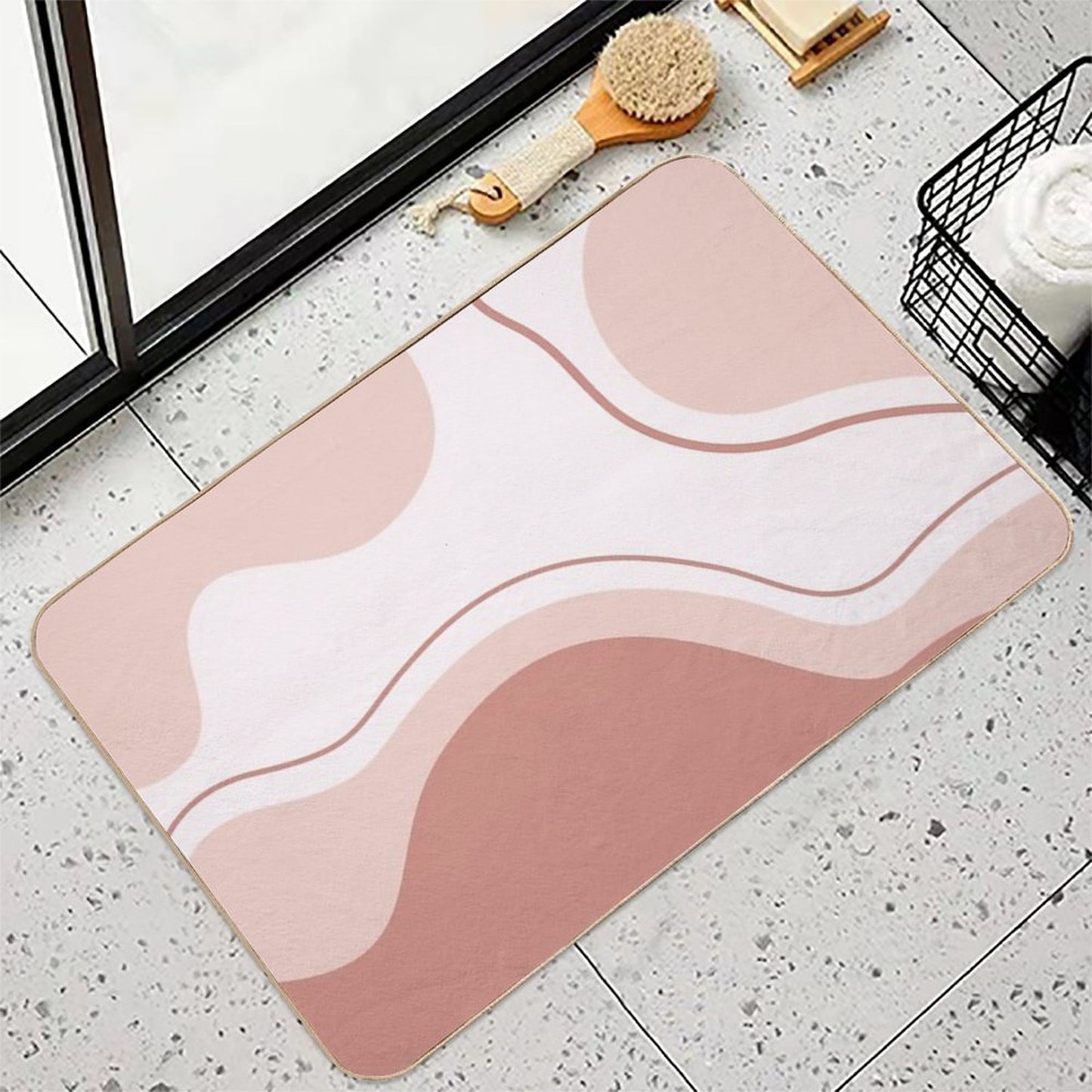 Aesthetic Pink, Minimalist Art, Simple Pattern, Wave Abstract  Multi-Purpose Bath Mat