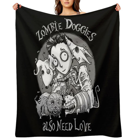 Zombie Doggies Also Need Love Comfort Throw Blanket