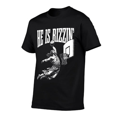 He Is Rizzin Funny Jesus Basketball Meme  Wrinkle-resistant T-Shirt