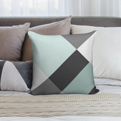 Duck Egg & Grey Patchwork Soft Gift Ready Throw Pillow