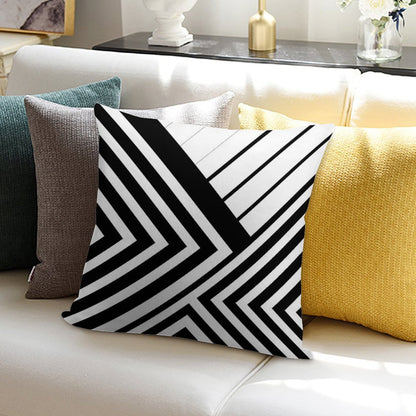 Black And White Geometric Lines Soft Warmth Comfort Throw Pillow
