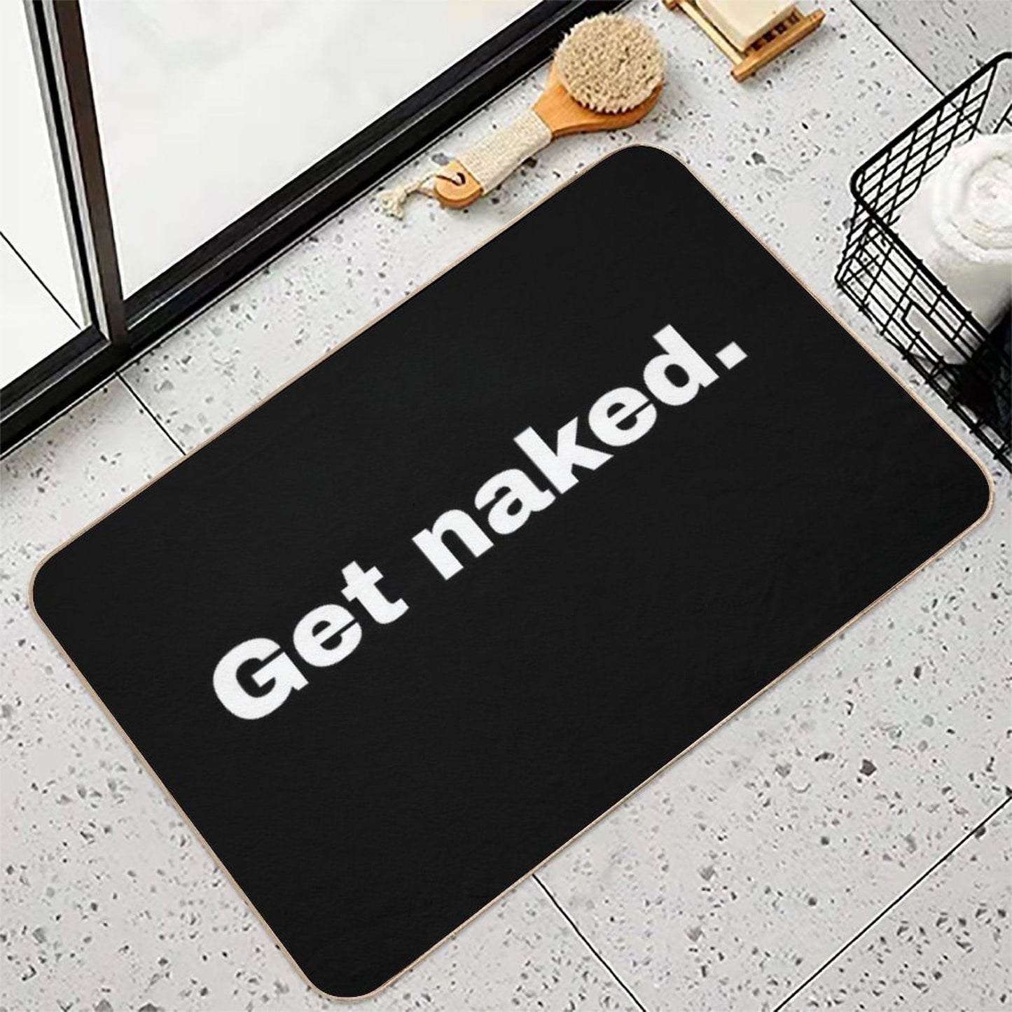 Get Naked. Humorous Invitation And Minimalist Design for Your Loved One  Repositionable Bath Mat