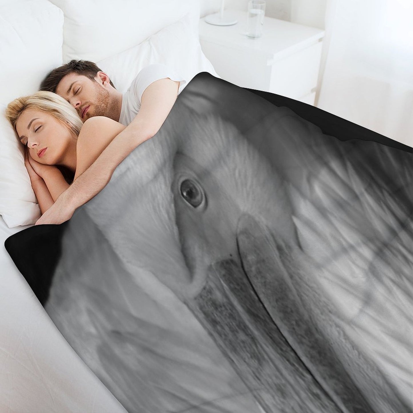 Pelican Portrait in Black And White – Wildlife Fine Art Photography Premium Throw Blanket