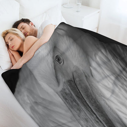 Pelican Portrait in Black And White – Wildlife Fine Art Photography Premium Throw Blanket