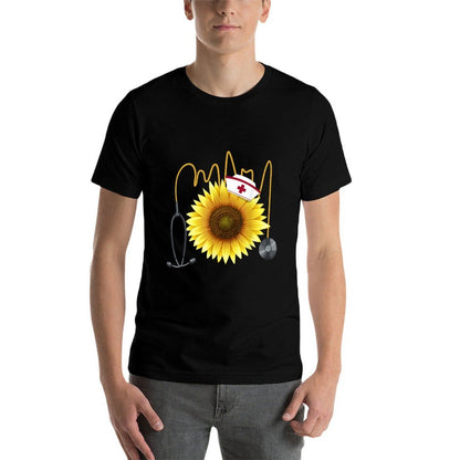 Nurse Sunflower Heartbeat Gift Design For Nurses  Summer-ready Fabric T-Shirt