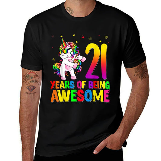 21 Years Old Birthday Unicorn Flossing 21st Birthday Unicorn  Eco-friendly Material T-Shirt