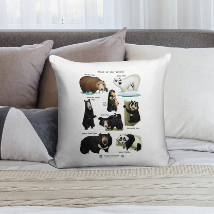 Bears of The World Soft Skin-Friendly Throw Pillow