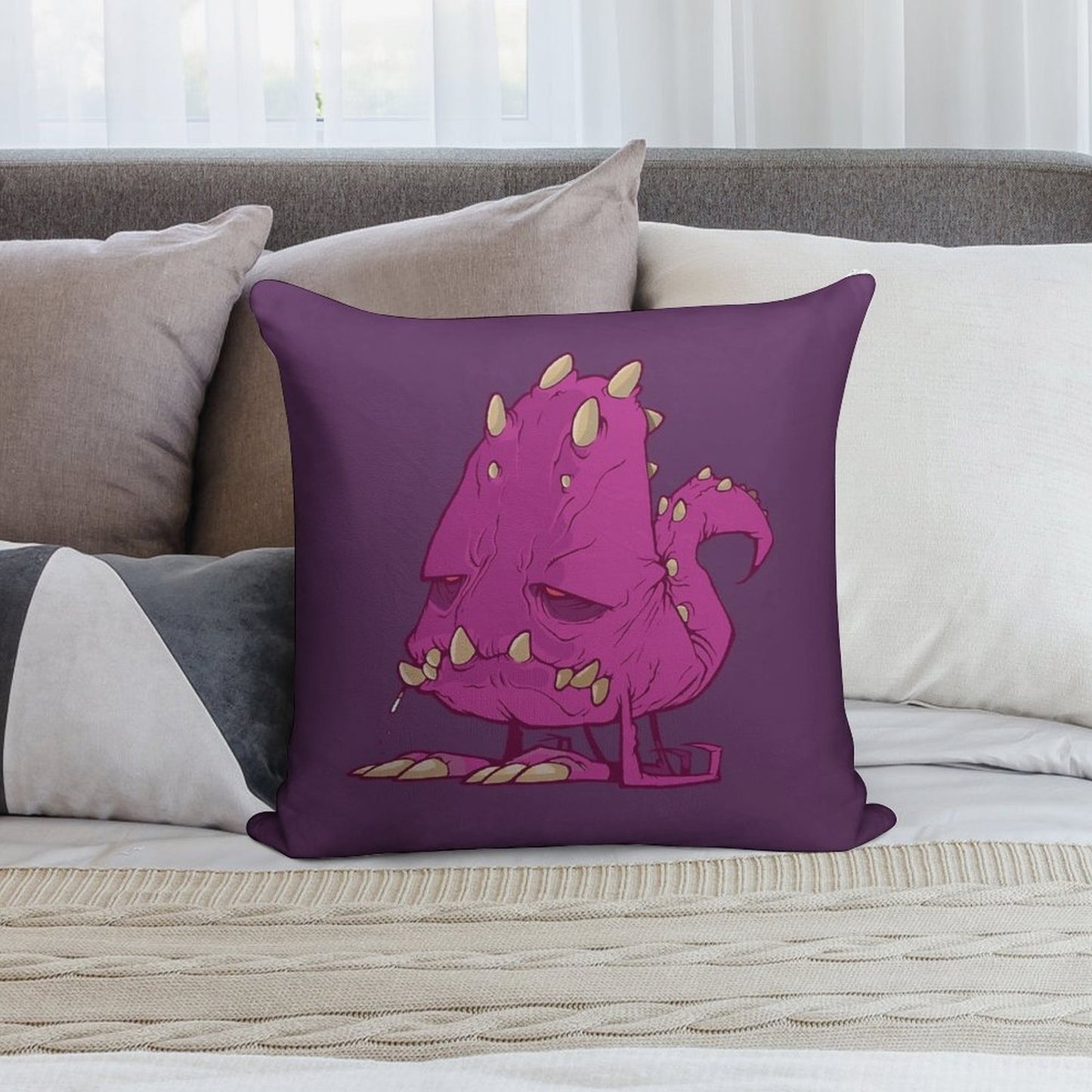 Monster-vector Soft Washable Throw Pillow