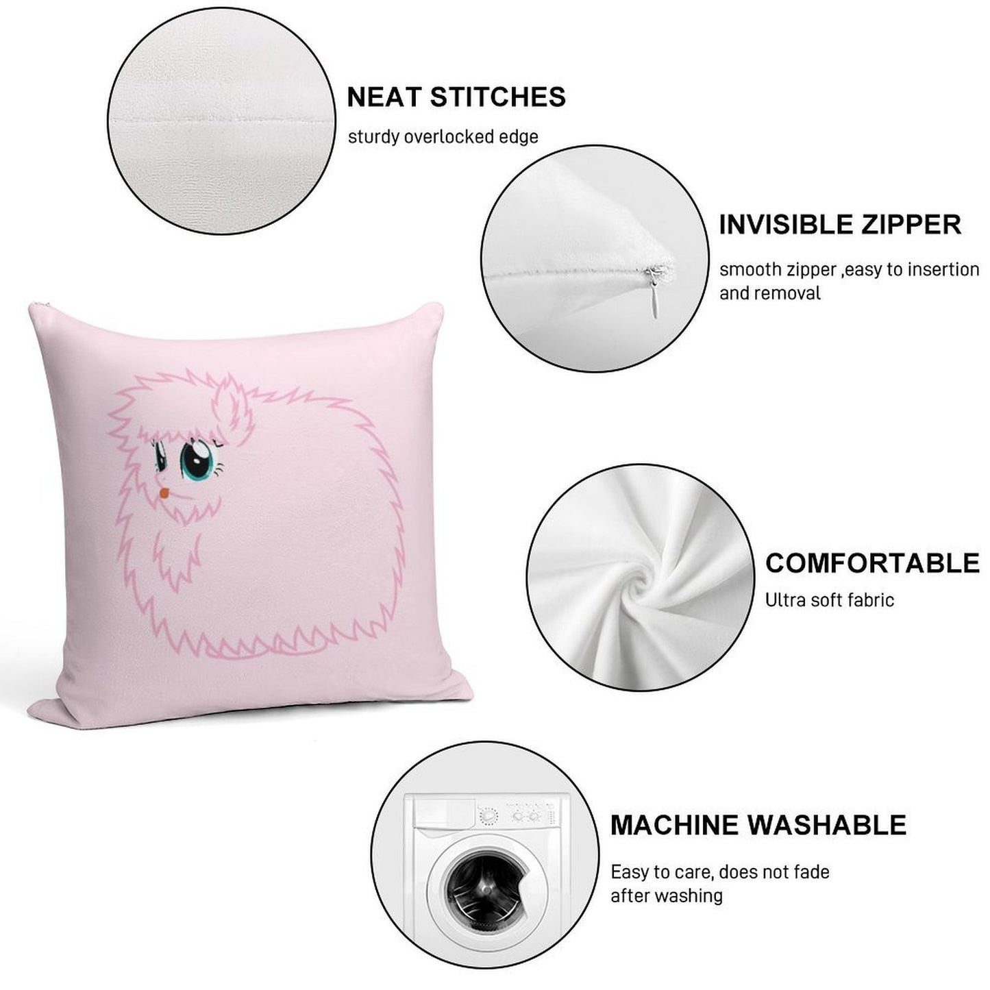 Fluffle Puff Stare Soft Washable Throw Pillow