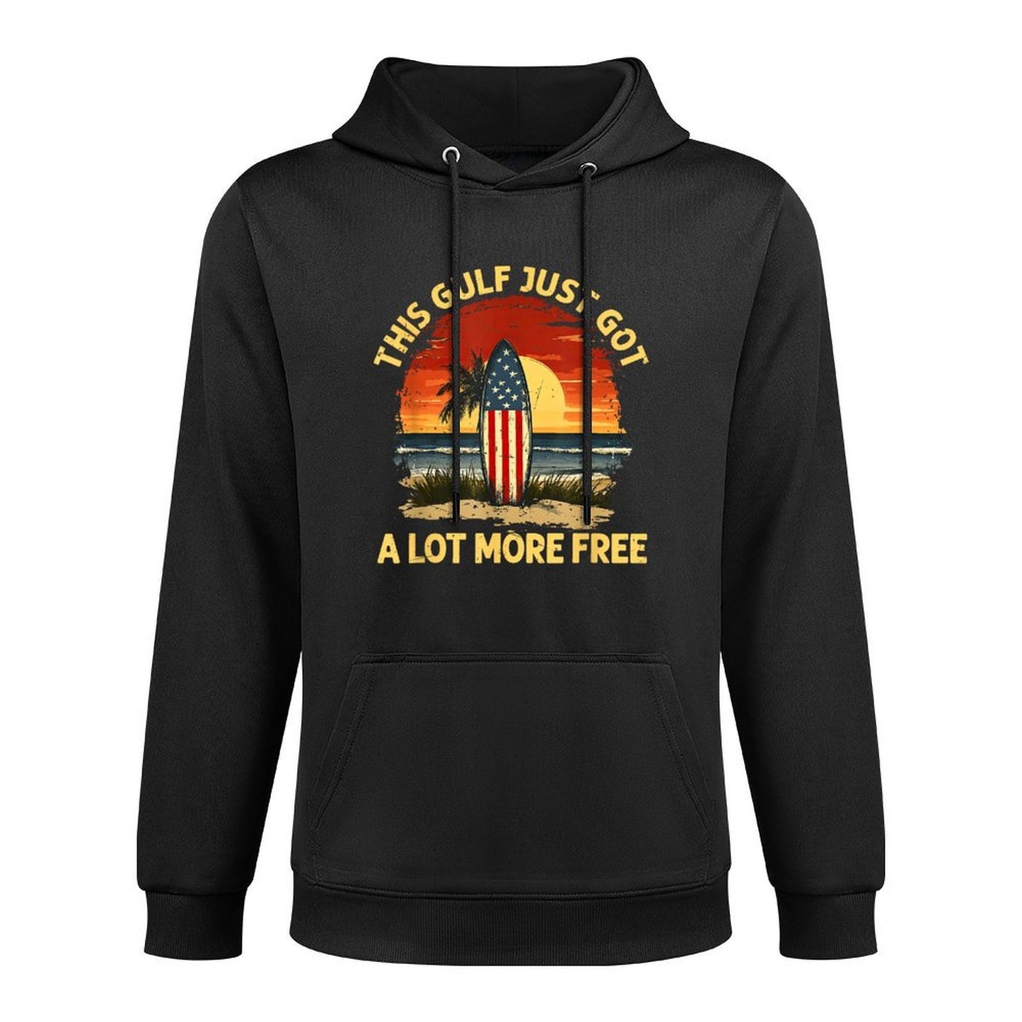 Sunset with Surfboard And America Gulf for Boys And Girls Medium-Weight Fabric Hoodie