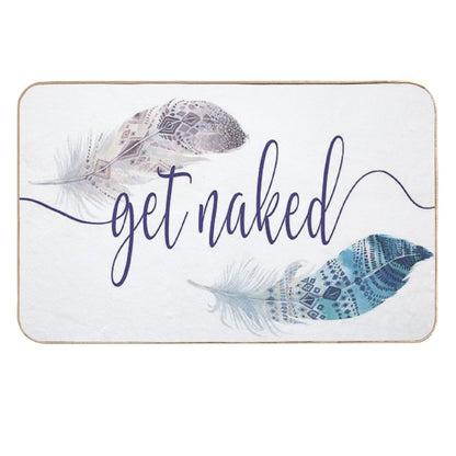 Get Naked Watercolor Boho Design with Feathers  Absorbent Bath Mat