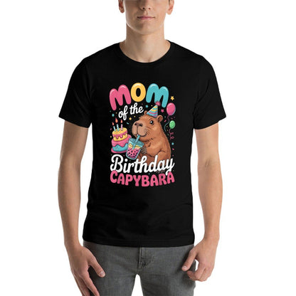 Mom Of The Birthday Capybara Boba Tea Girl Bday Party Family  Heathered Texture T-Shirt