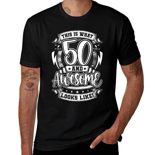 This Is What 50 And Awesome Looks Like 50th Birthday  Polyester Blend T-Shirt