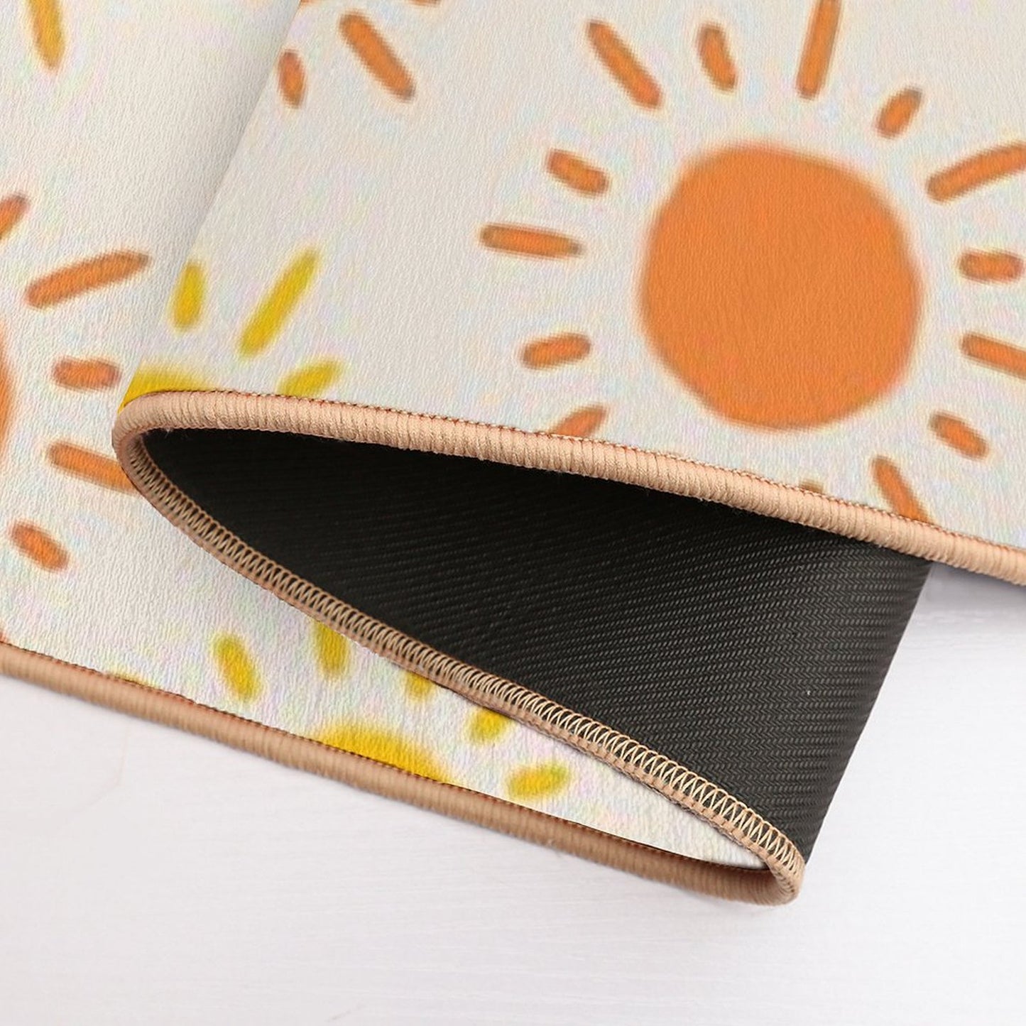 Happy Retro Sun Pattern - Yellow Orange Red Palette  Easy To Clean Bath Mat