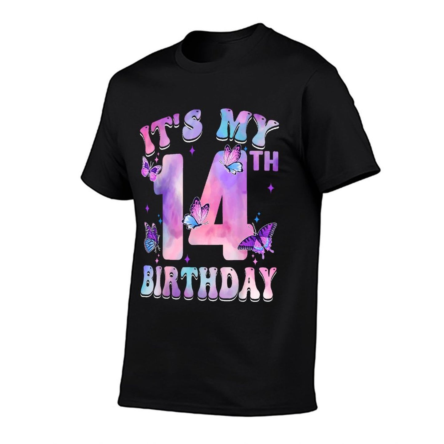 It's My 14th Birthday Butterfly Theme 14 Year Old Party Girl  Quick-drying T-Shirt