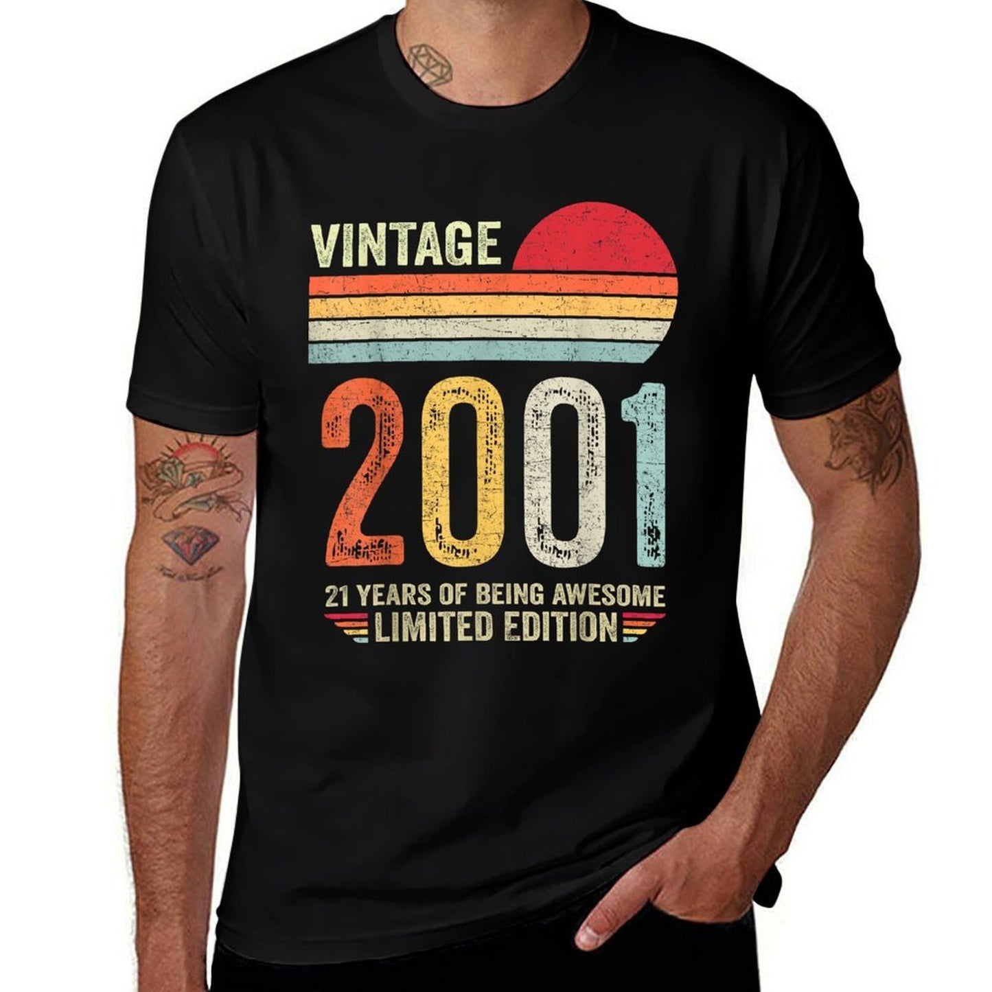 21 Year Old Gifts Vintage 2001 Limited Edition 21st Birthday  Slim-fit Cut T-Shirt