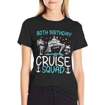 80th Birthday Cruise Squad Gifts 2025 Matching Party Family  Heathered Texture T-Shirt