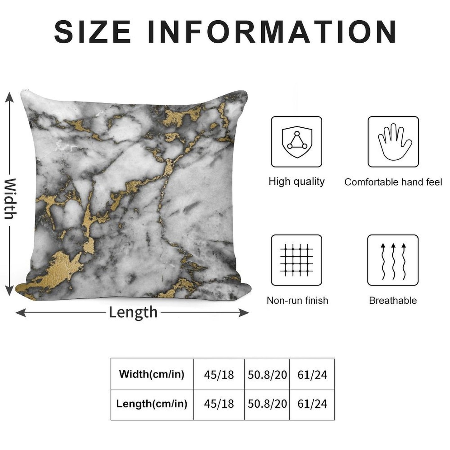 Grey Marble Gold Streaks Phone Case Cover Soft Gift Ready Throw Pillow