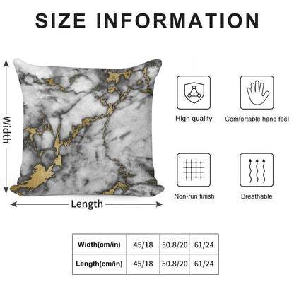 Grey Marble Gold Streaks Phone Case Cover Soft Gift Ready Throw Pillow