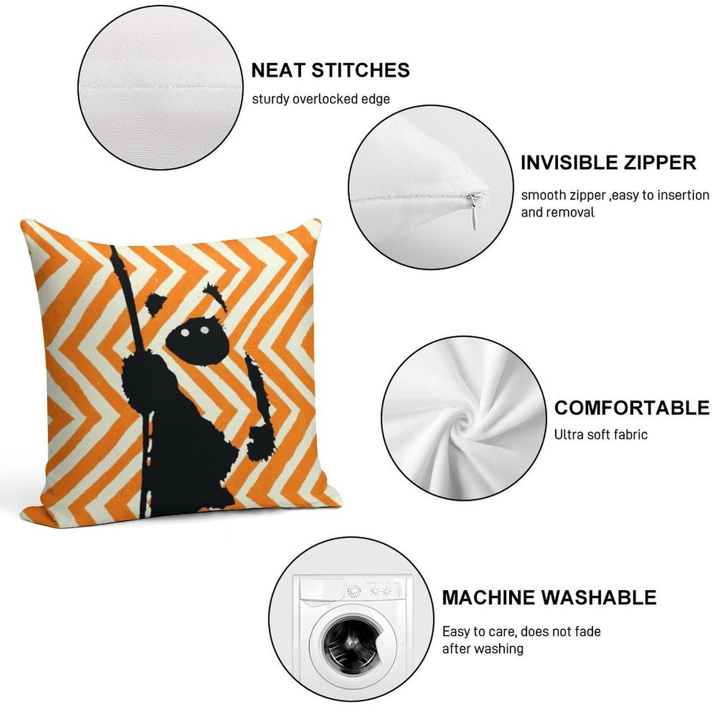 Ewok Chevron Orange Soft Ultra-Soft Texture Throw Pillow