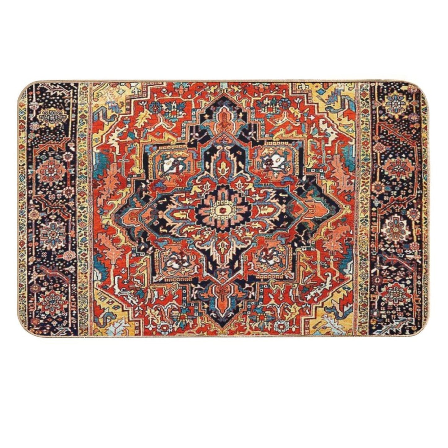 Heriz Persian Carpet Print  Dirt-Trapping Bath Mat