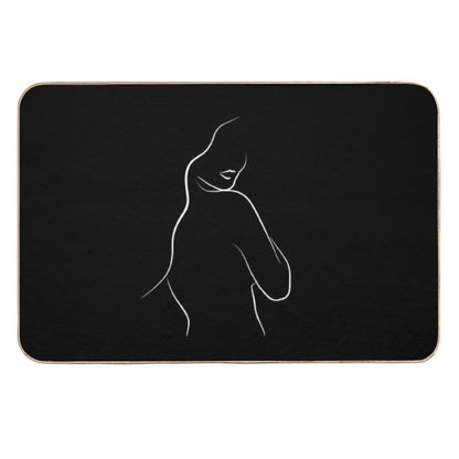 Minimalist Woman Line Art - Leias Lips in Black  Eco-Friendly Bath Mat