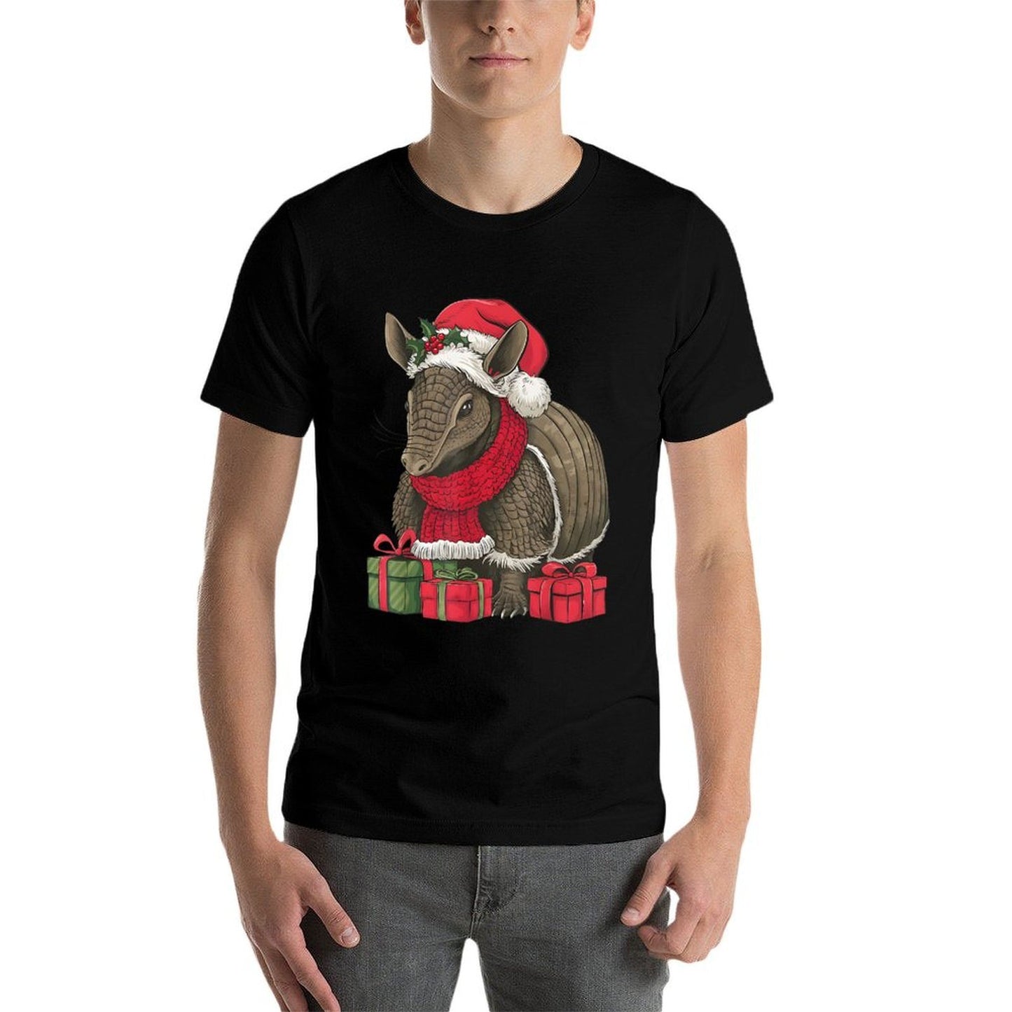 Armadillo Lover Xmas Holiday Santa Armadillo Christmas  Durable T-Shirt
