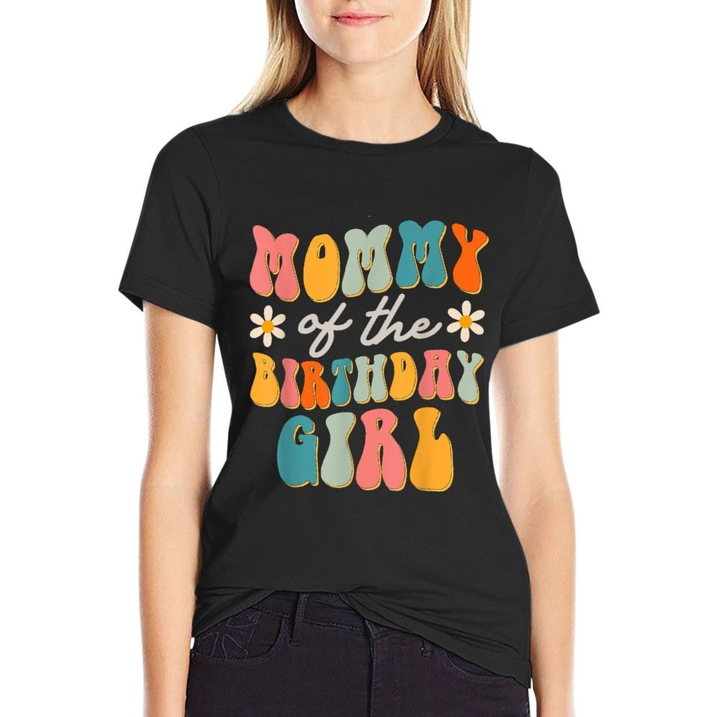 Mommy Of The Birthday Girl Groovy Themed Mother Mama Mom  Stretchy T-Shirt