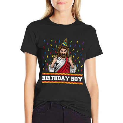 X-Mas Funny Jesus Bday Gifts For Kids  Adults Jesus Birthday Boy Funny Christmas Party Cute Jesus Graphic Black  Oversized Silhouette T-Shirt