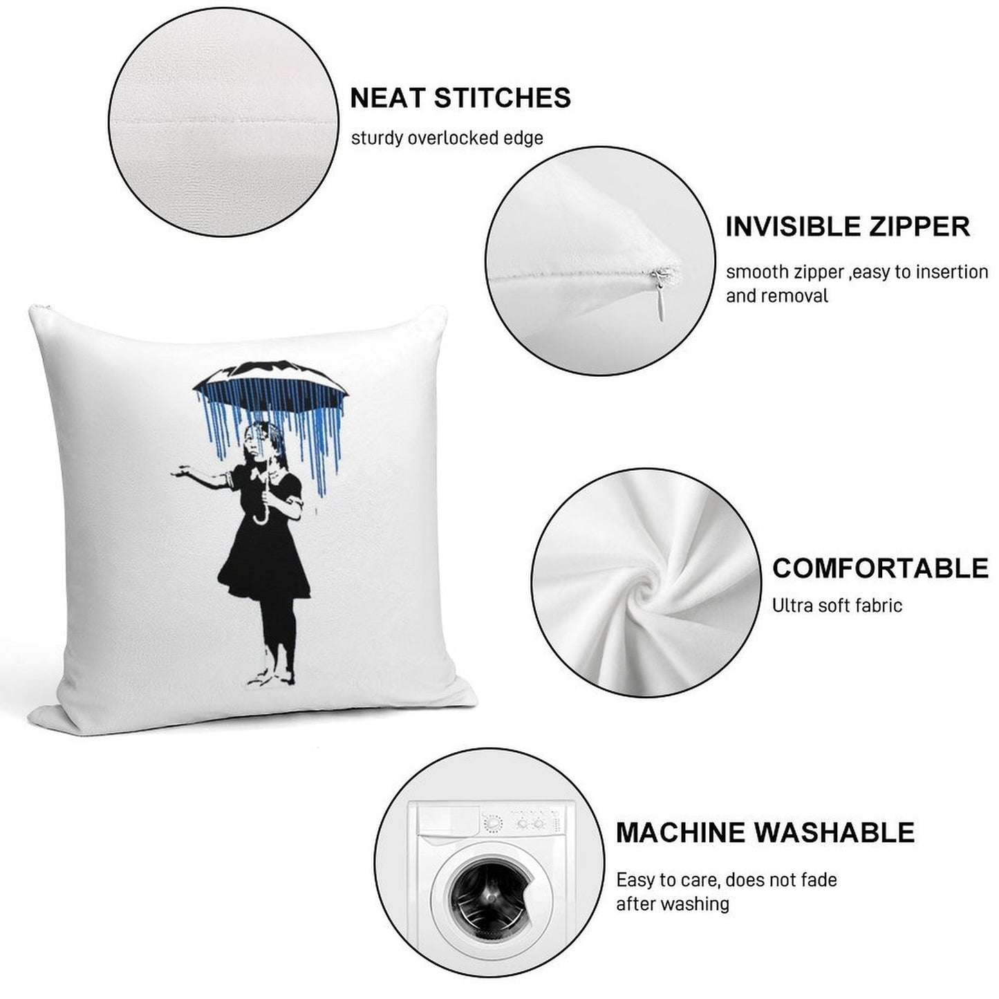 Banksy Raining on The Inside! Soft Home Decor Throw Pillow